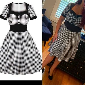 1940s style ▪️Neck checkered dress SZ 12plus NWOT